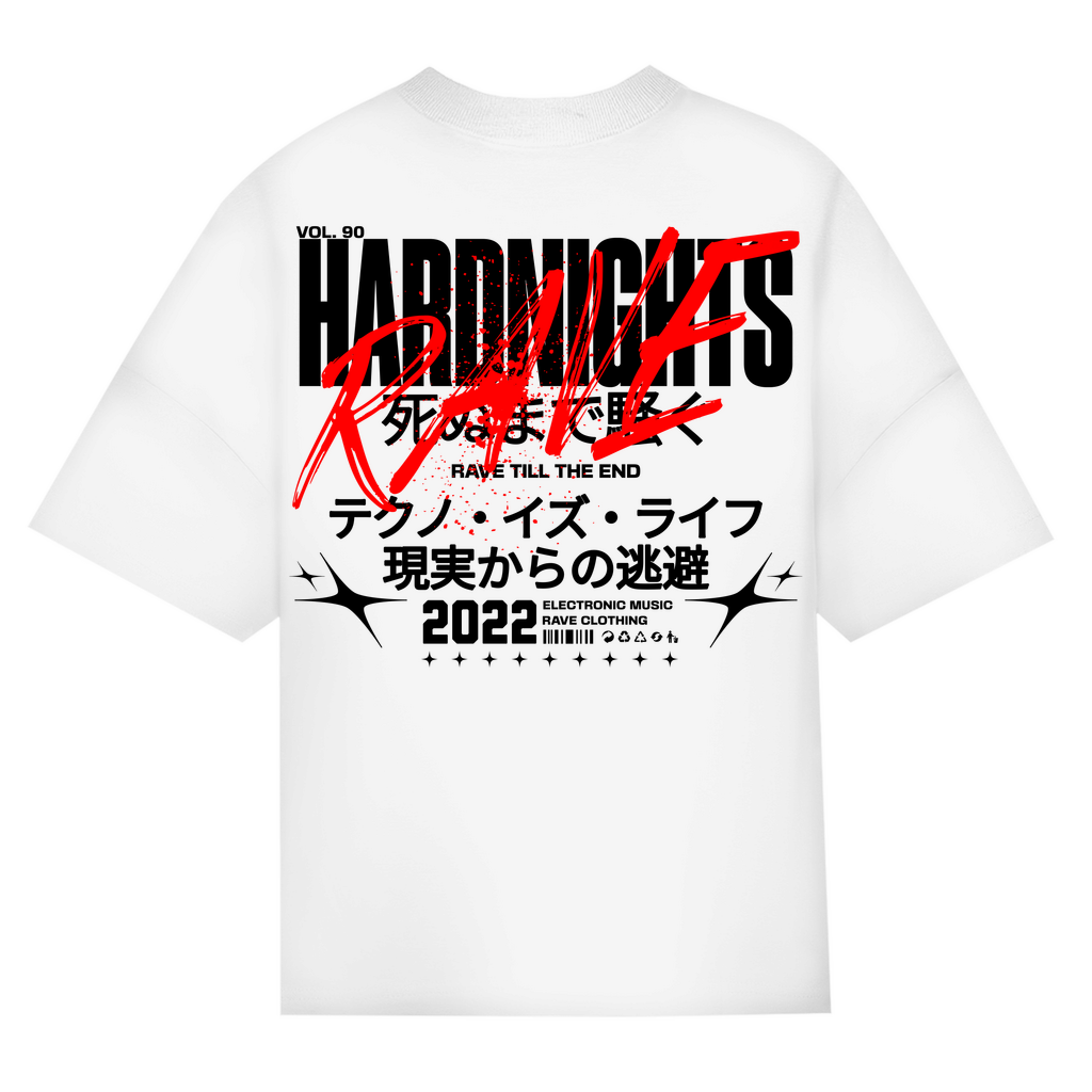 Rave T Shirt Oversized aus Bio-Baumwolle für Techno-Looks | White
