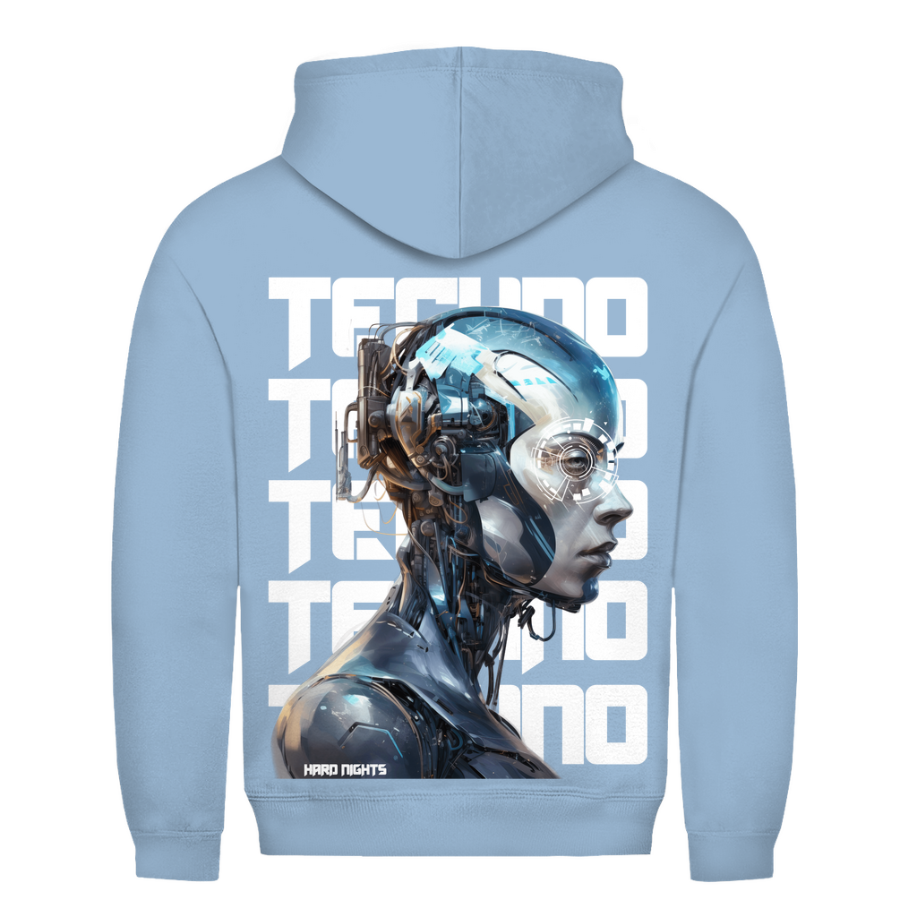 Cosmic Techno Hoodie Unisex Kapuzenpullover 100% Baumwolle | Sky Blue