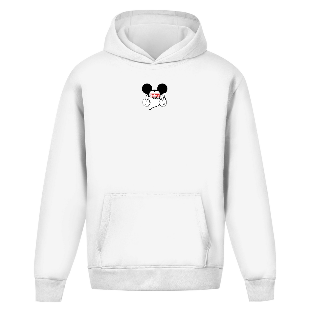 Techno Mouse Oversized Hoodie aus 100% Baumwolle | Arctic White