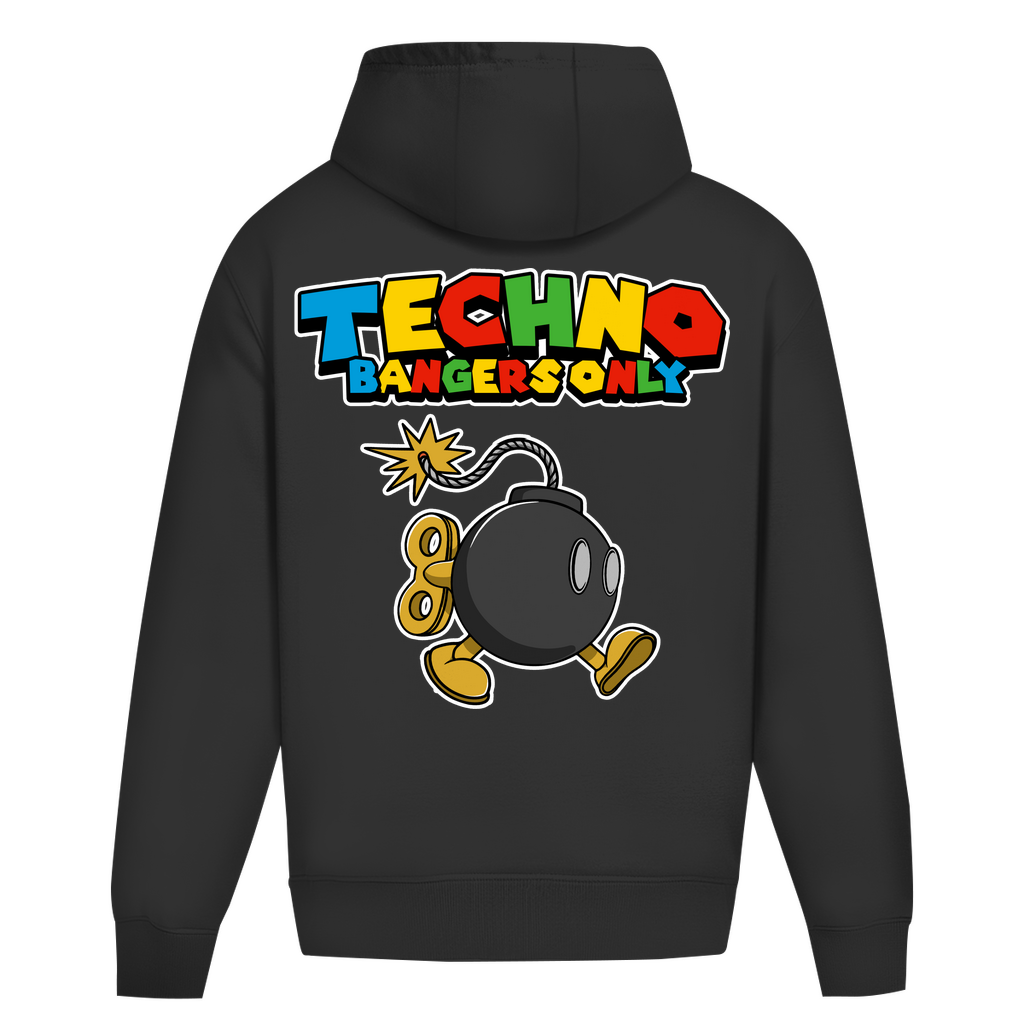 Techno Bangers Only Oversized Hoodie aus 100% Baumwolle | Deep Black
