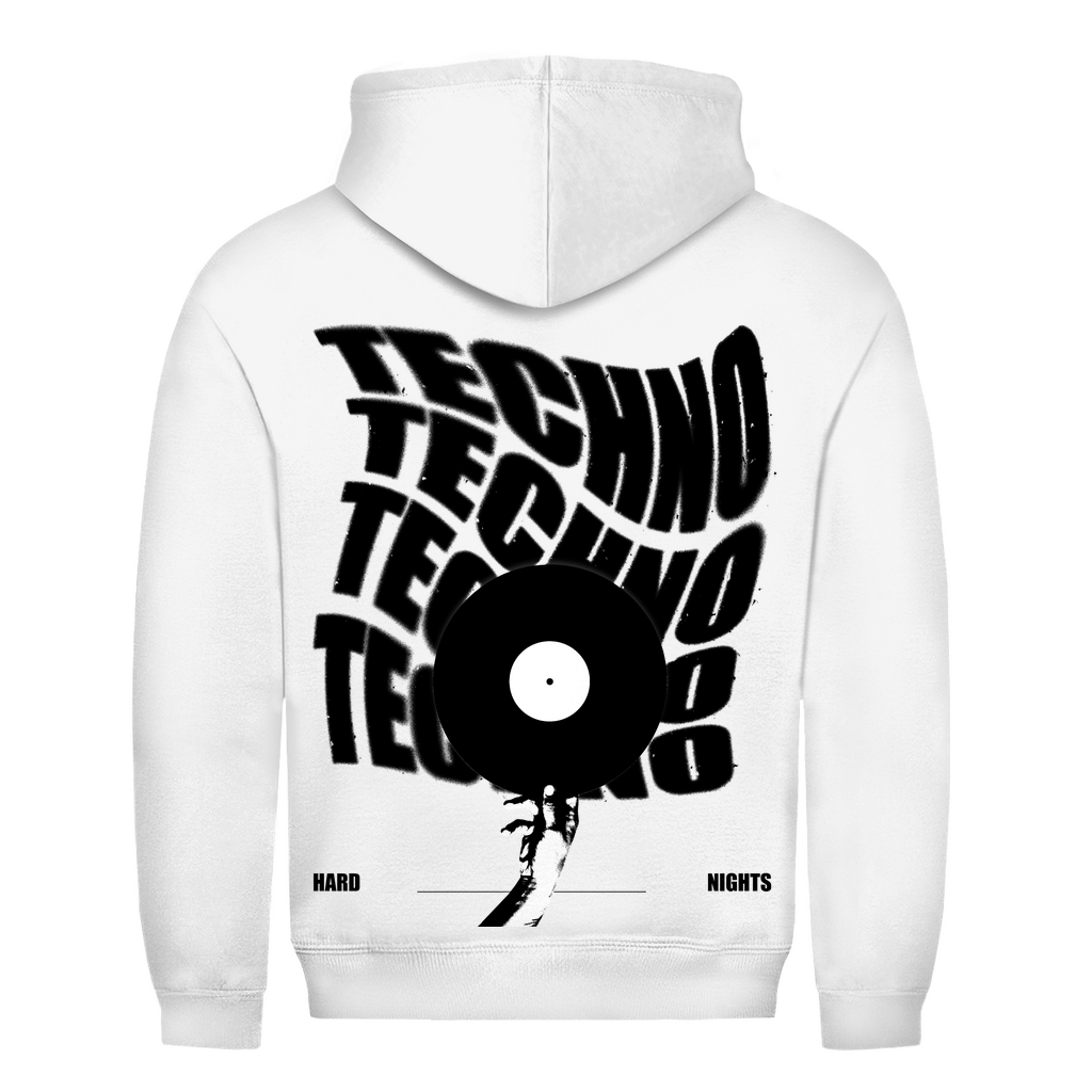 Techno Vinyl basic hoodie | Arctisch wit