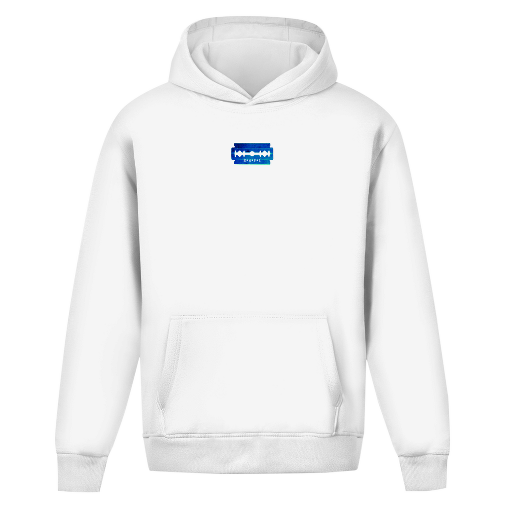 Razor Blade Oversized Hoodie für Techno und Rave | Arctic White