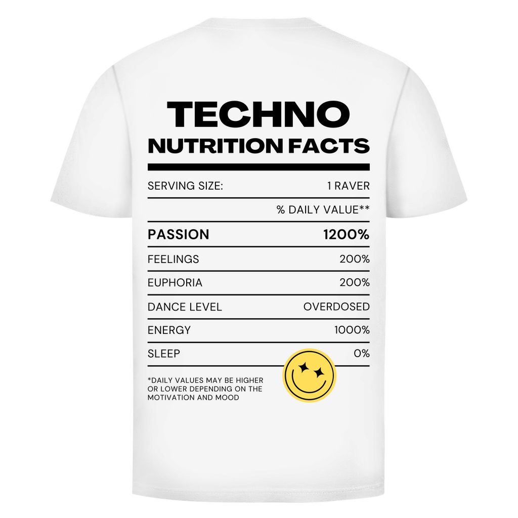 Techno Nutrition Facts – Maglietta basic | Bianco