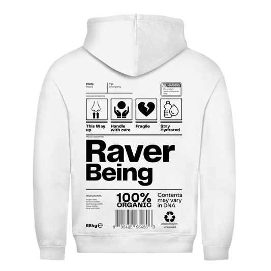 Raver Being – Sudadera con capucha básica | Blanco ártico