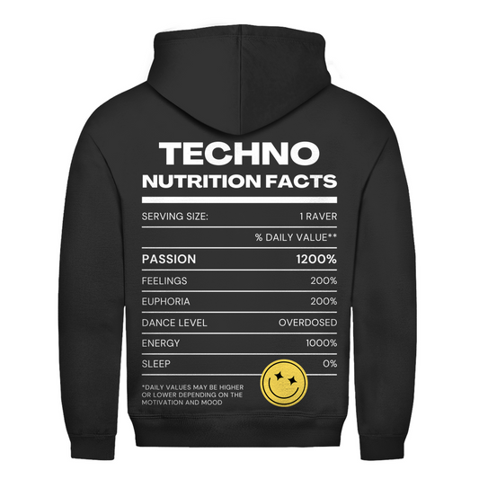 Techno Nutrition Facts – Felpa con cappuccio basic | Nero intenso