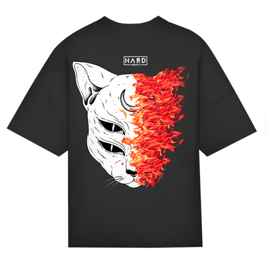 Burning Cat Shirt, Oversized, unisex | Black
