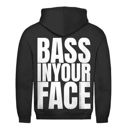 Bass in Your Face – Sweat à capuche basique, unisexe, pour la techno | Noir profond