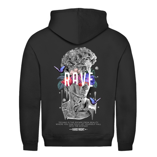 Greek Rave – Bluza z kapturem basic, unisex, z bawełny, w stylu techno | Głęboka czerń