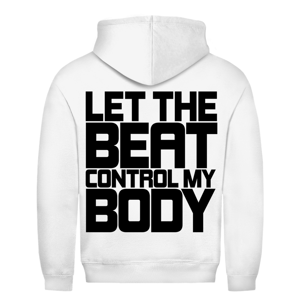 Control My Body Basic Hoodie für Techno und Rave-Events | Arctic White
