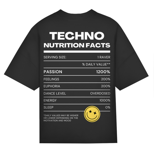 Techno Nutrition Facts – Maglietta oversize | Nero