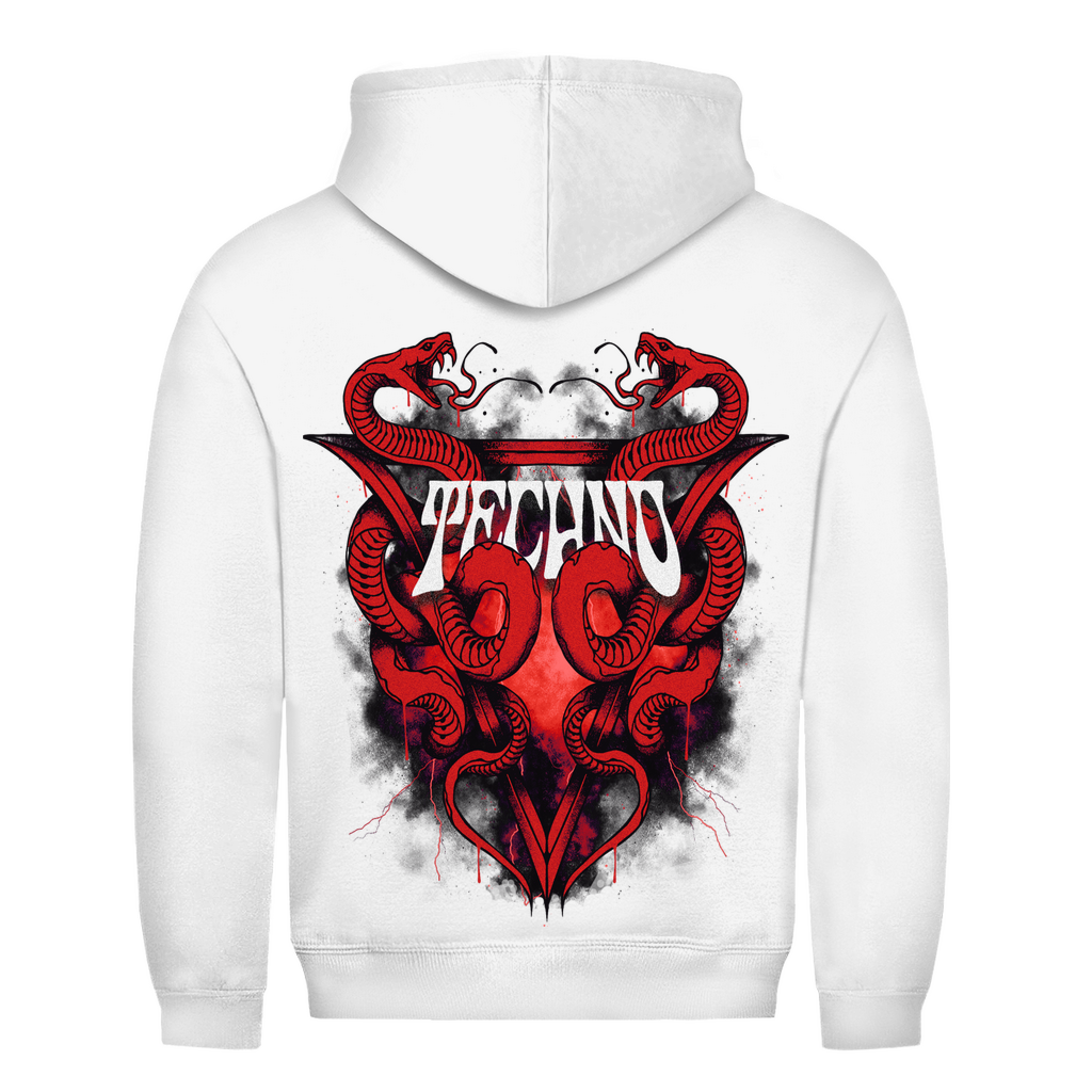 Techno Snake Basic Hoodie aus 100% Baumwolle | Arctic White