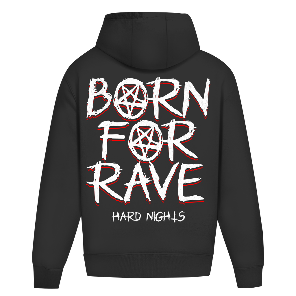Born for Rave Oversized Hoodie Unisex Techno Baumwoll Hoodie : Deep Black
