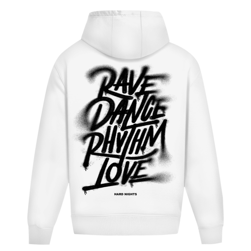 Oversized Hoodie aus Baumwolle für Techno und Rave | Arctic White