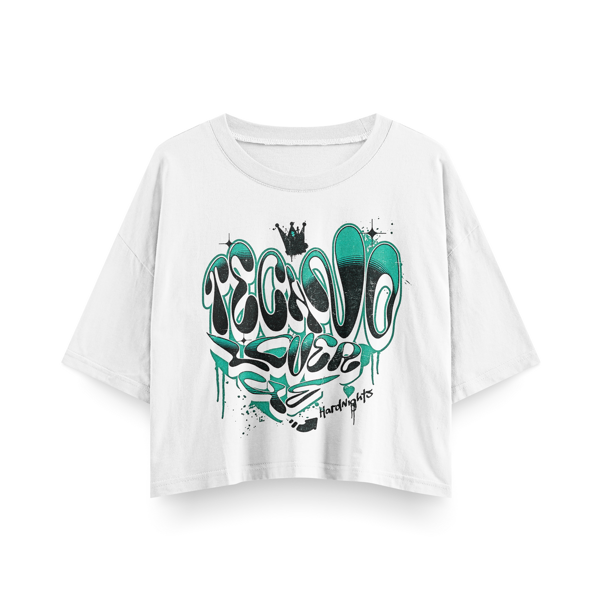 Top corto oversize, in cotone, per techno e rave | Bianco