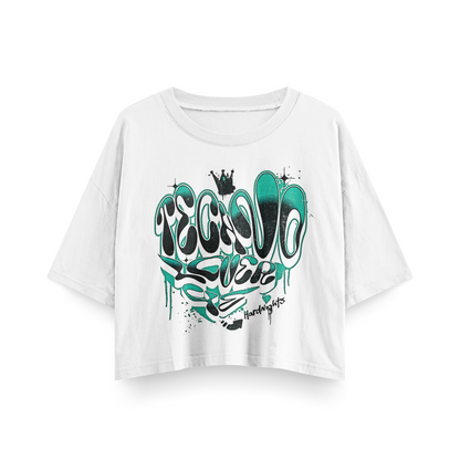 Top corto oversize, in cotone, per techno e rave | Bianco