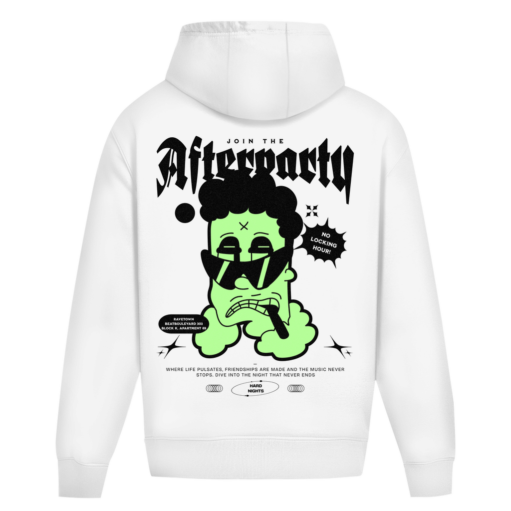 Únete a la fiesta posterior (sudadera con capucha de gran tamaño)