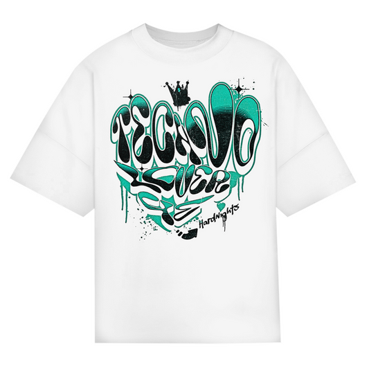 Techno Lover 4ever – Maglietta oversize | Bianco