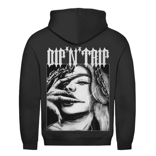 Bluza z kapturem, unisex, z bawełny, na imprezy techno i rave | Głęboka czerń