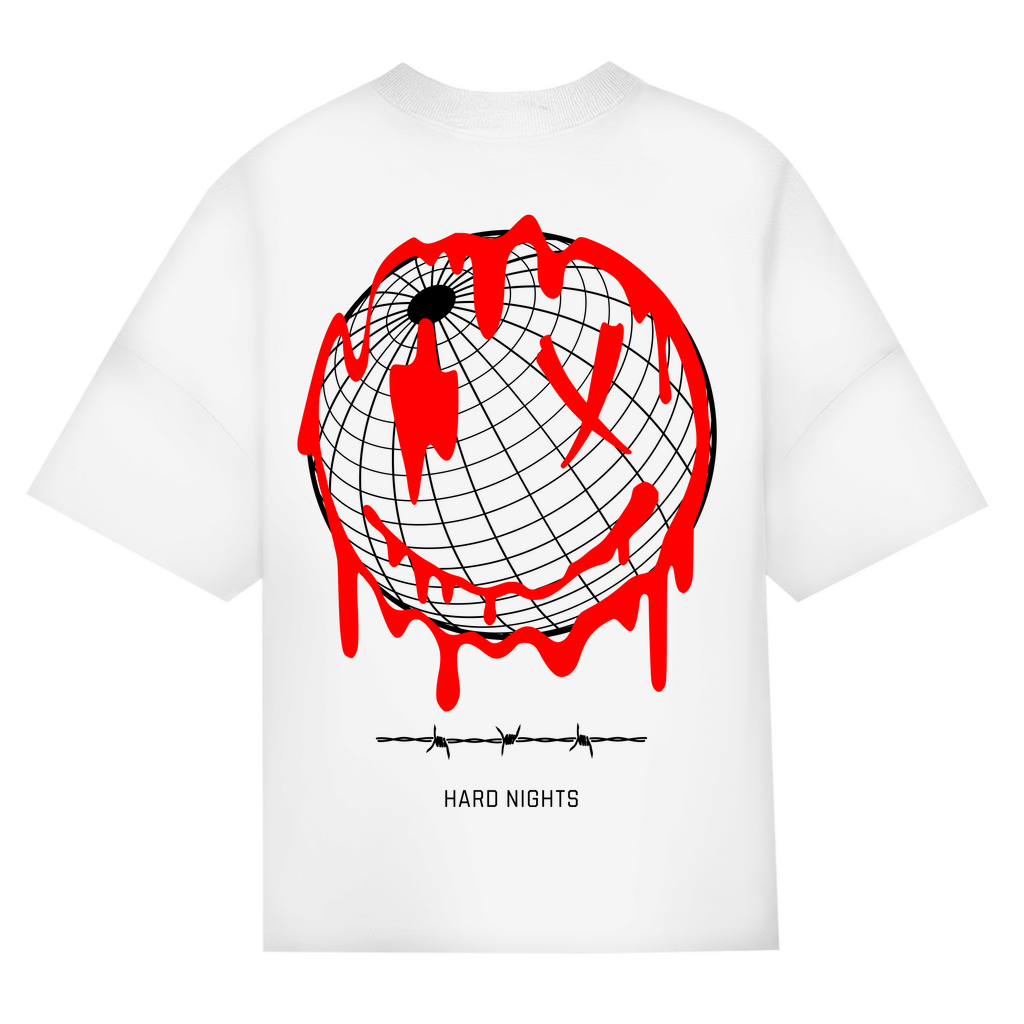Smiley World Oversized Shirt für Techno und Rave Outfits | White