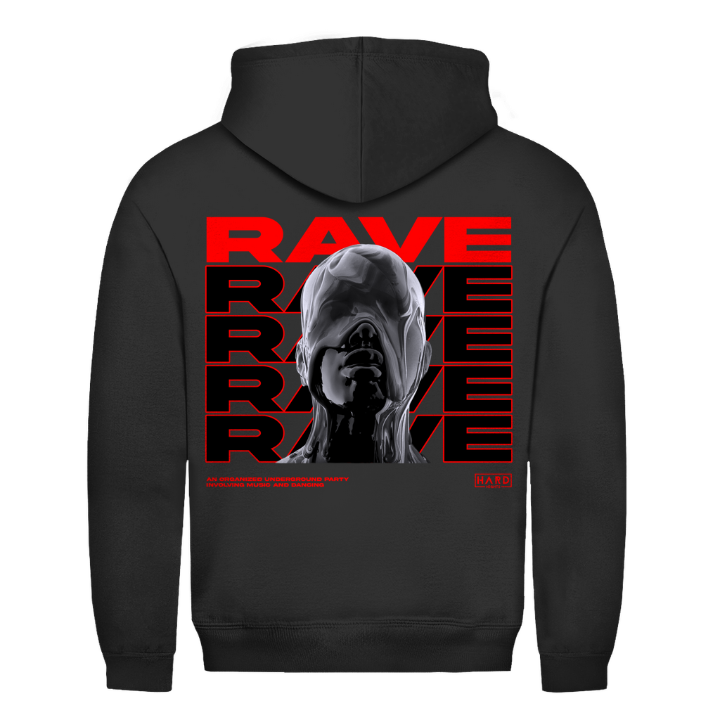 Rave Rave Rave – Bluza z kapturem basic, z bawełny, na imprezy rave | Głęboka czerń