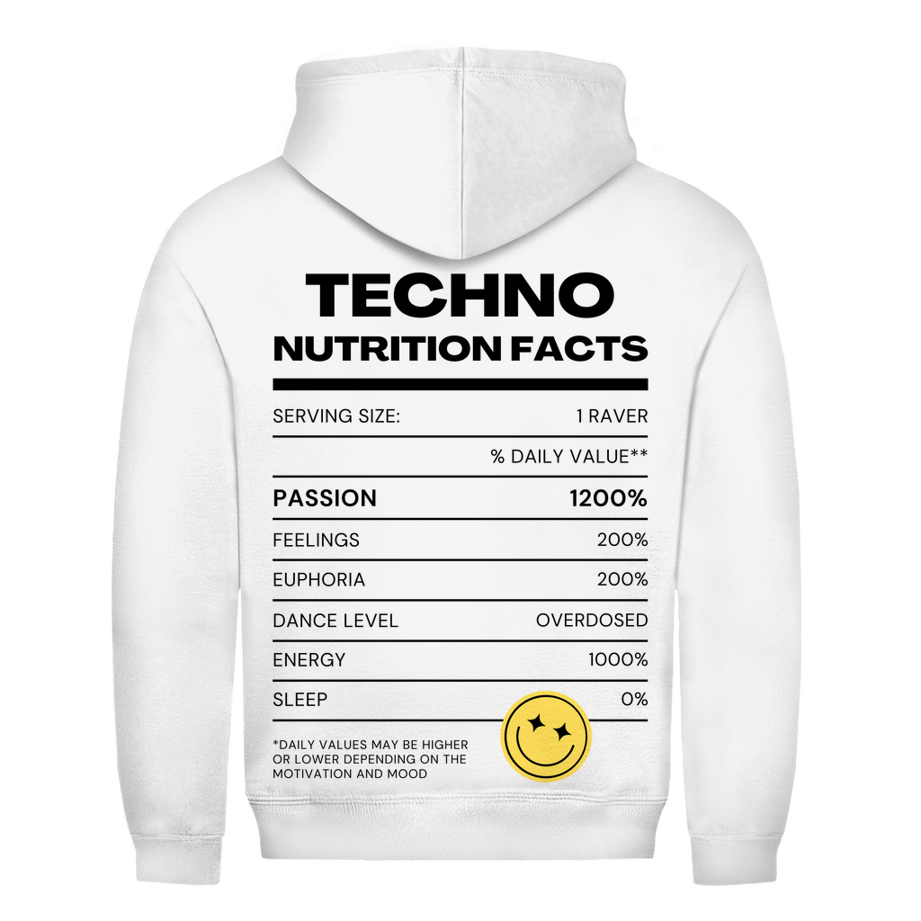 Techno Nutrition Facts – Felpa con cappuccio basic | Bianco artico