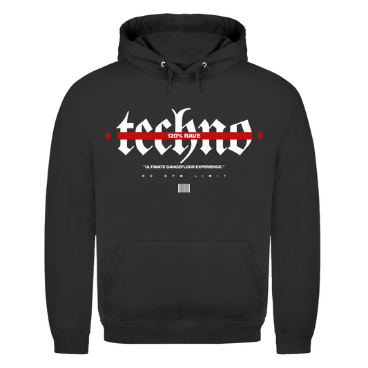 Sudadera con capucha básica, unisex, de algodón, para techno y raves | Negro azabache