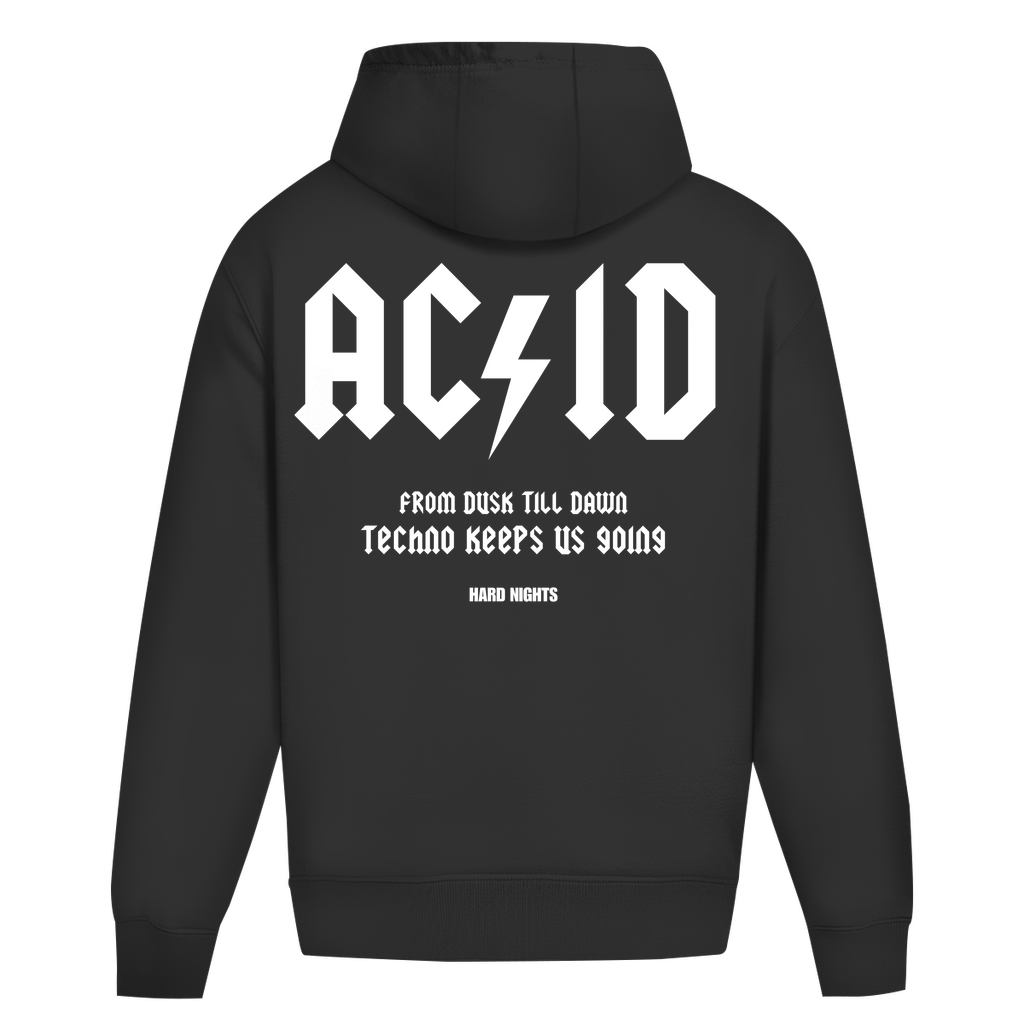 Techno Oversized Hoodie für Unisex – Rave Hoodie Damen | Deep Black
