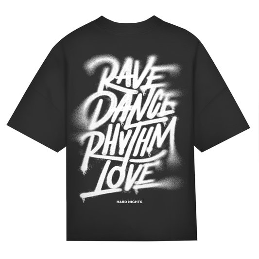 Maglietta oversize, unisex, per i rave | Nero
