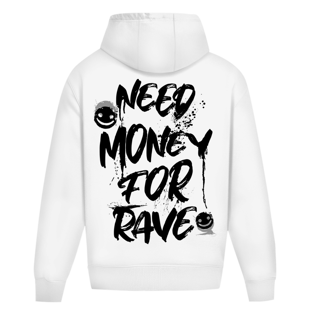 Techno Oversized Hoodie aus 100% Baumwolle für Rave-Looks | Arctic White