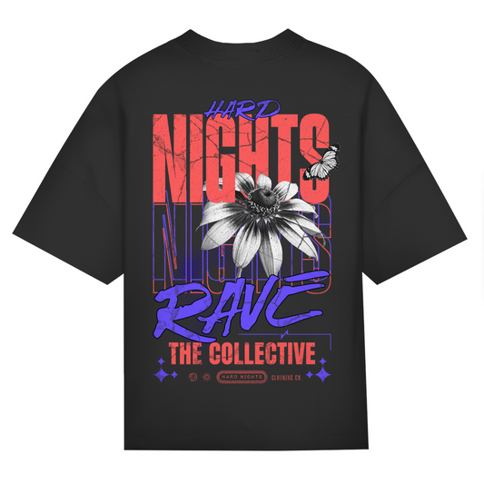 Collective – T-shirt oversize, en coton, pour la techno et les raves | Noir
