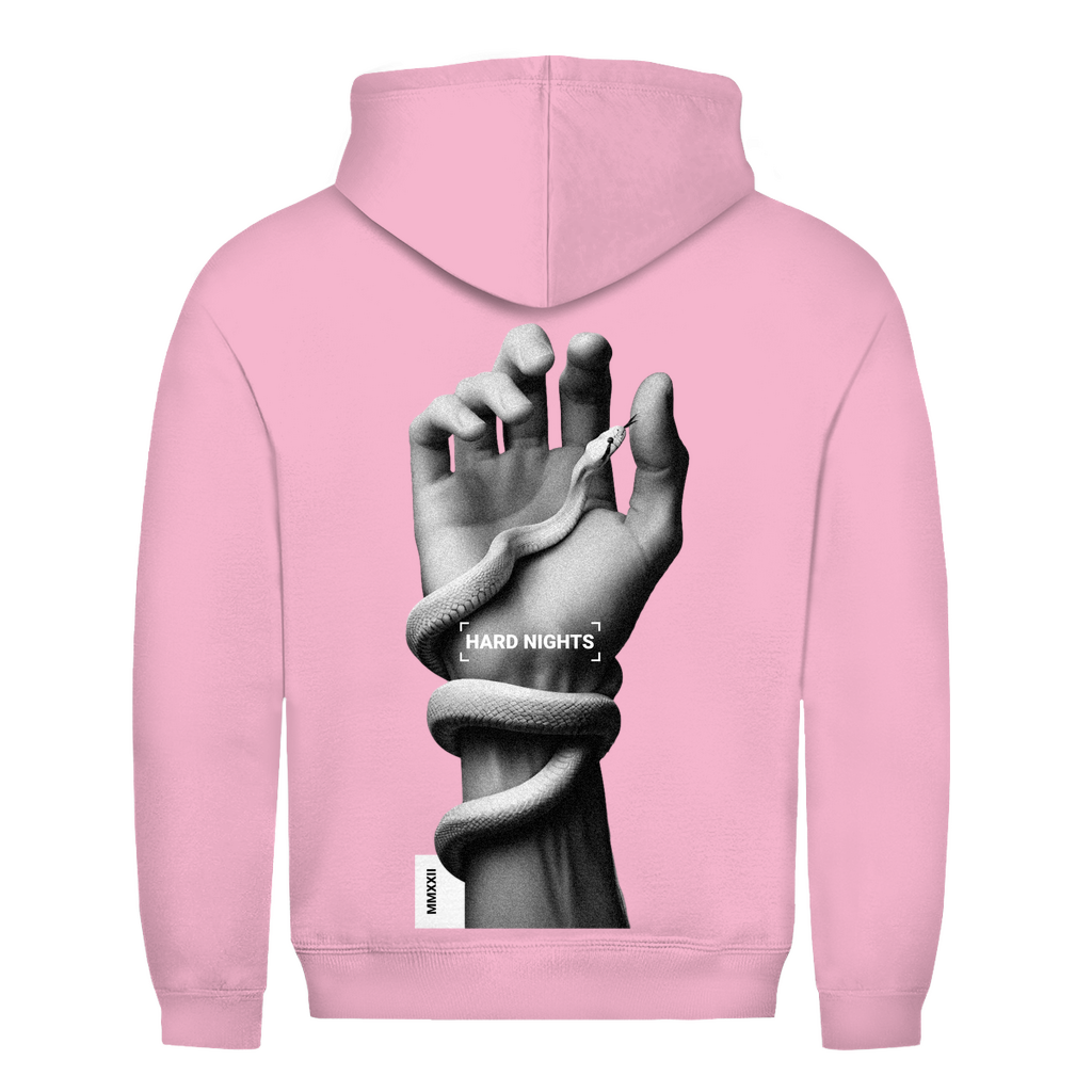 Bluza z kapturem basic, z bawełny, na imprezy techno i rave | Jasnoróżowy