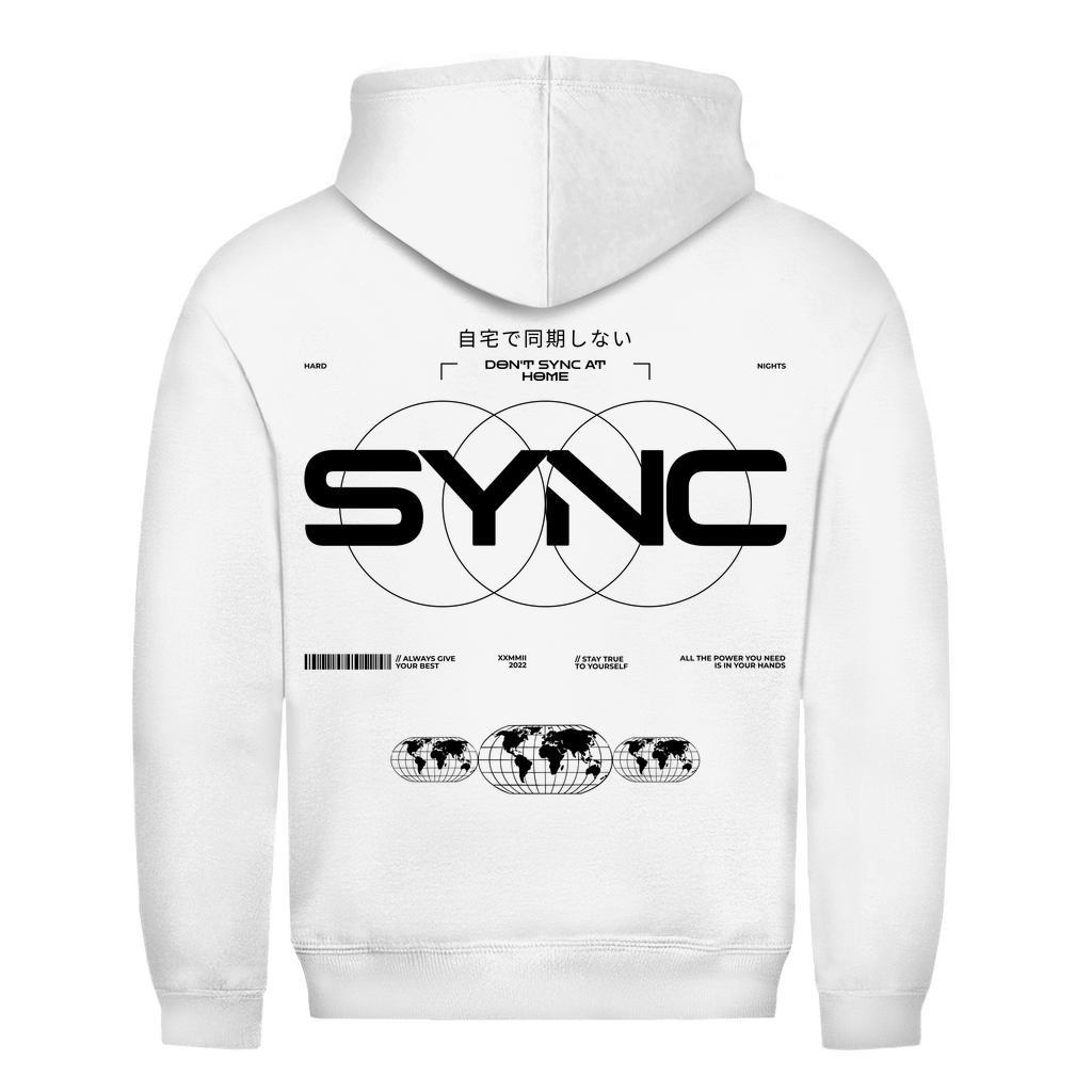 SYNC Basic Hoodie - Techno Hoodie aus 100% Baumwolle | Arctic White
