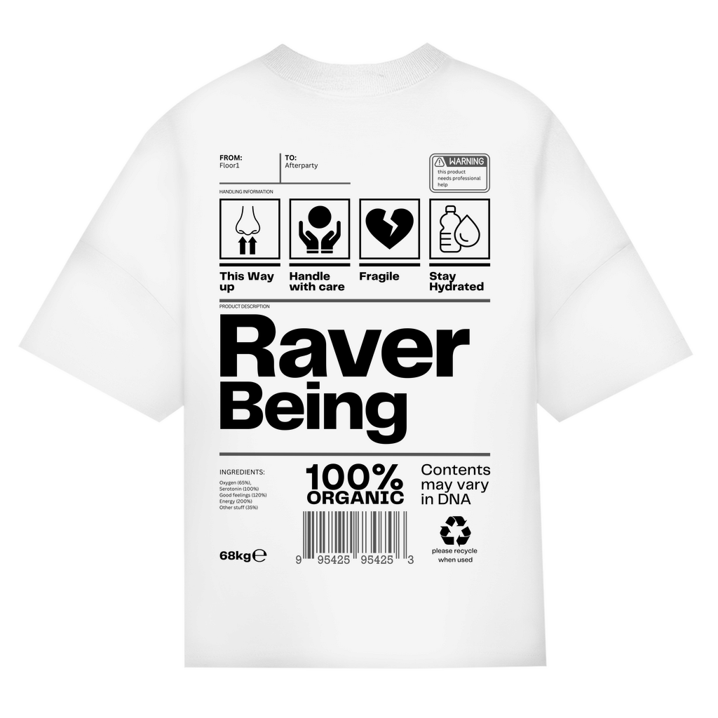 Raver Being – Camiseta oversize | Blanco