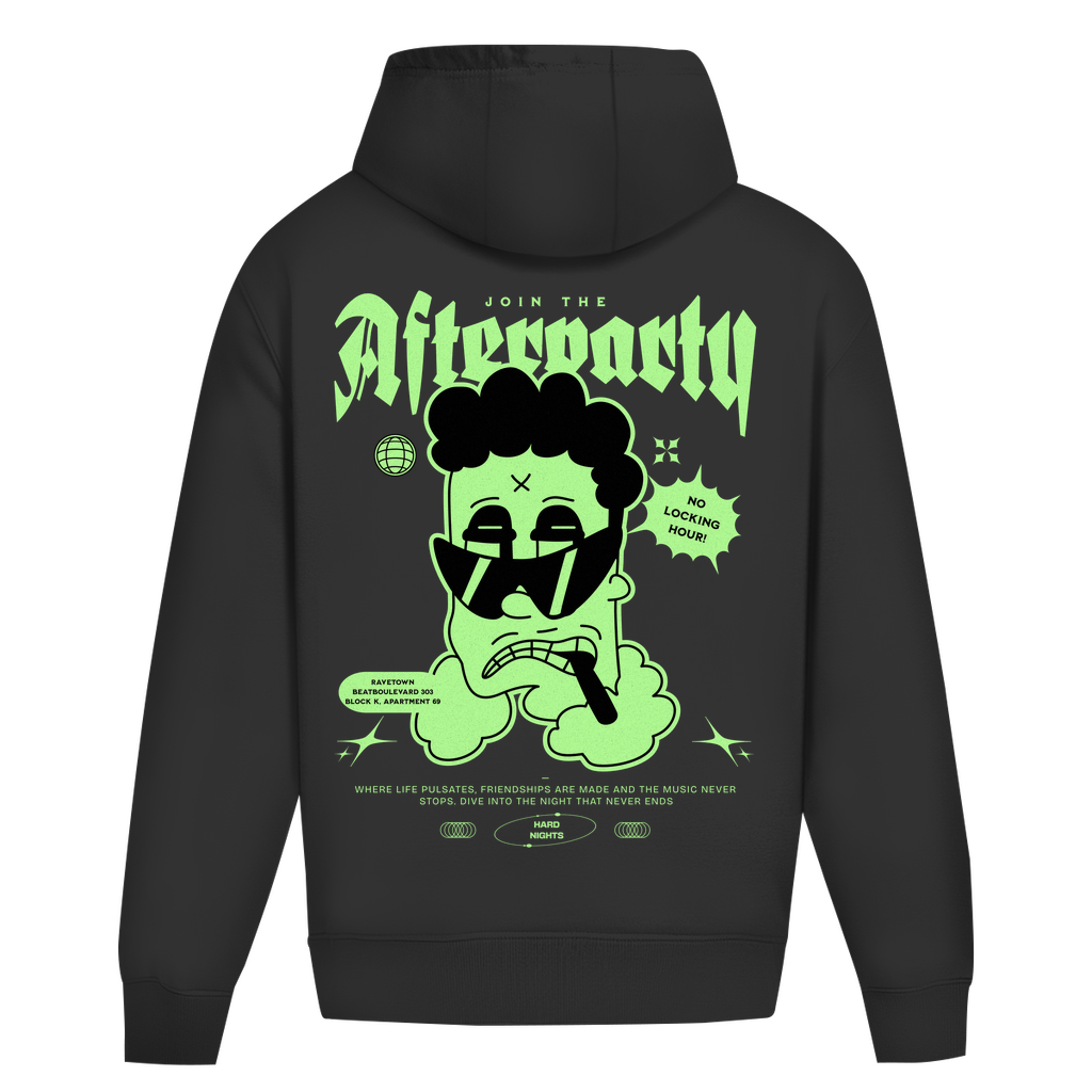 Únete a la fiesta posterior (sudadera con capucha de gran tamaño)