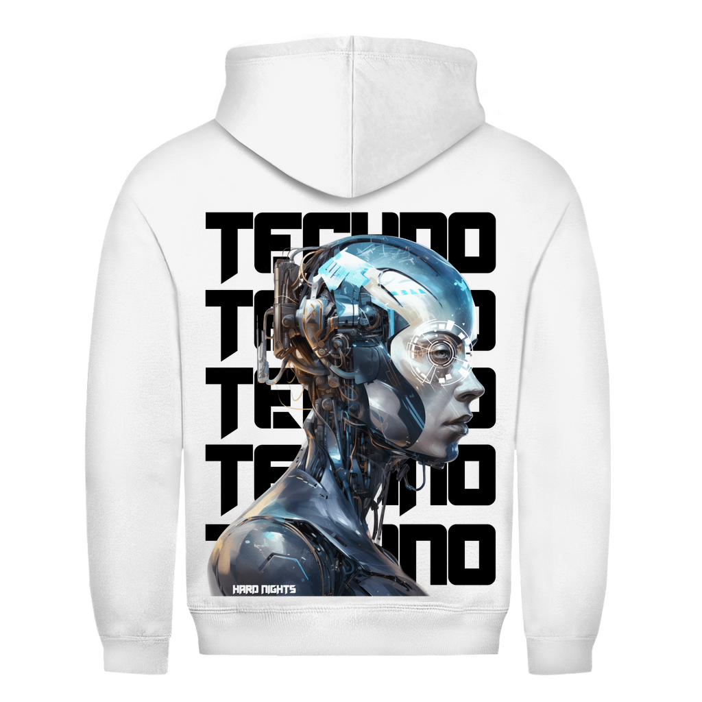 Cosmic Techno Hoodie Unisex Kapuzenpullover 100% Baumwolle | Arctic White
