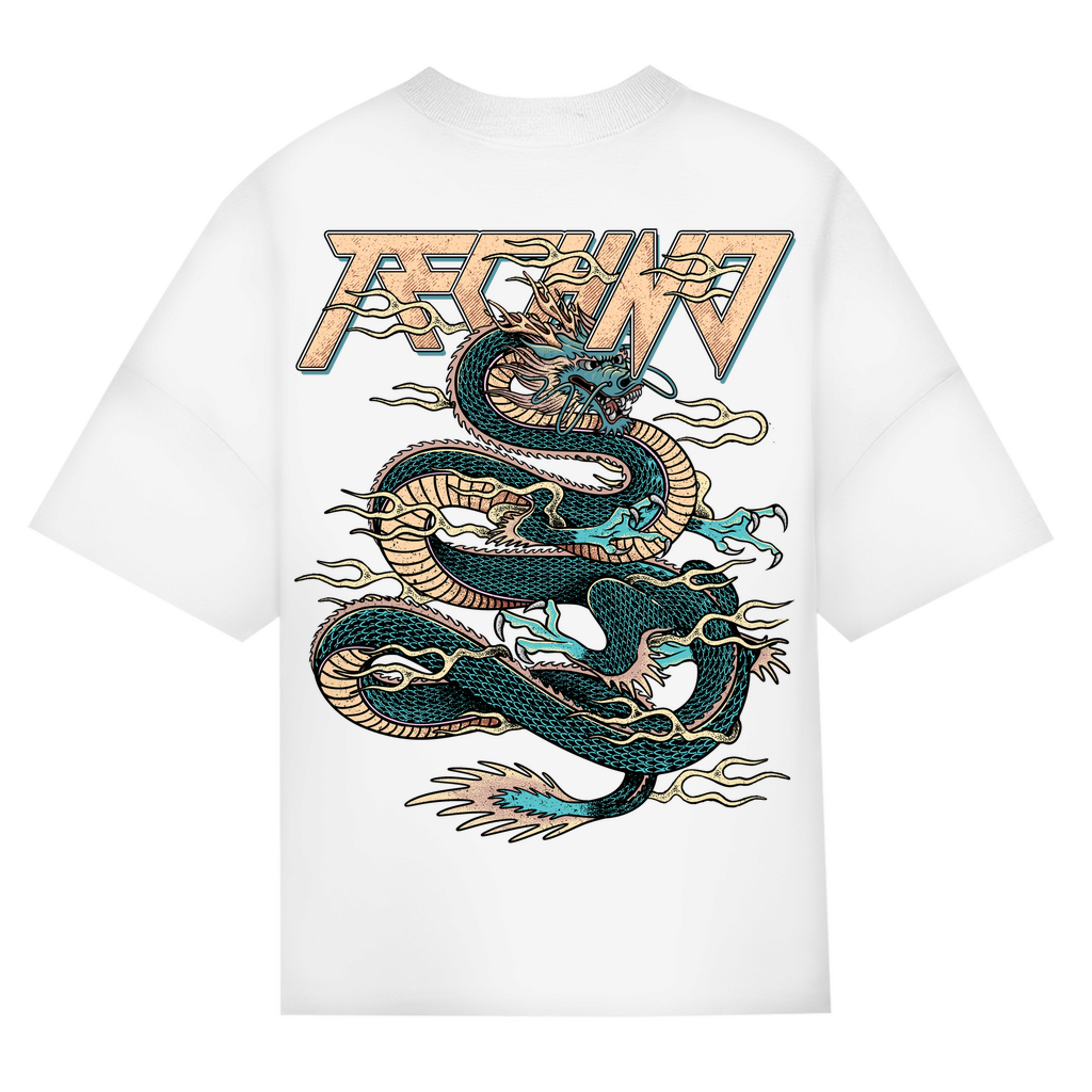 Techno Dragon Oversized Shirt aus Bio-Baumwolle | White