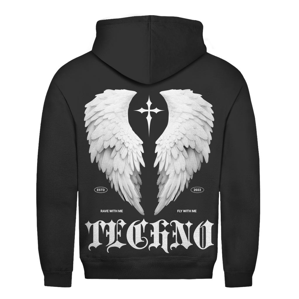 Sweat à capuche basique, pour la techno et les raves | Noir profond