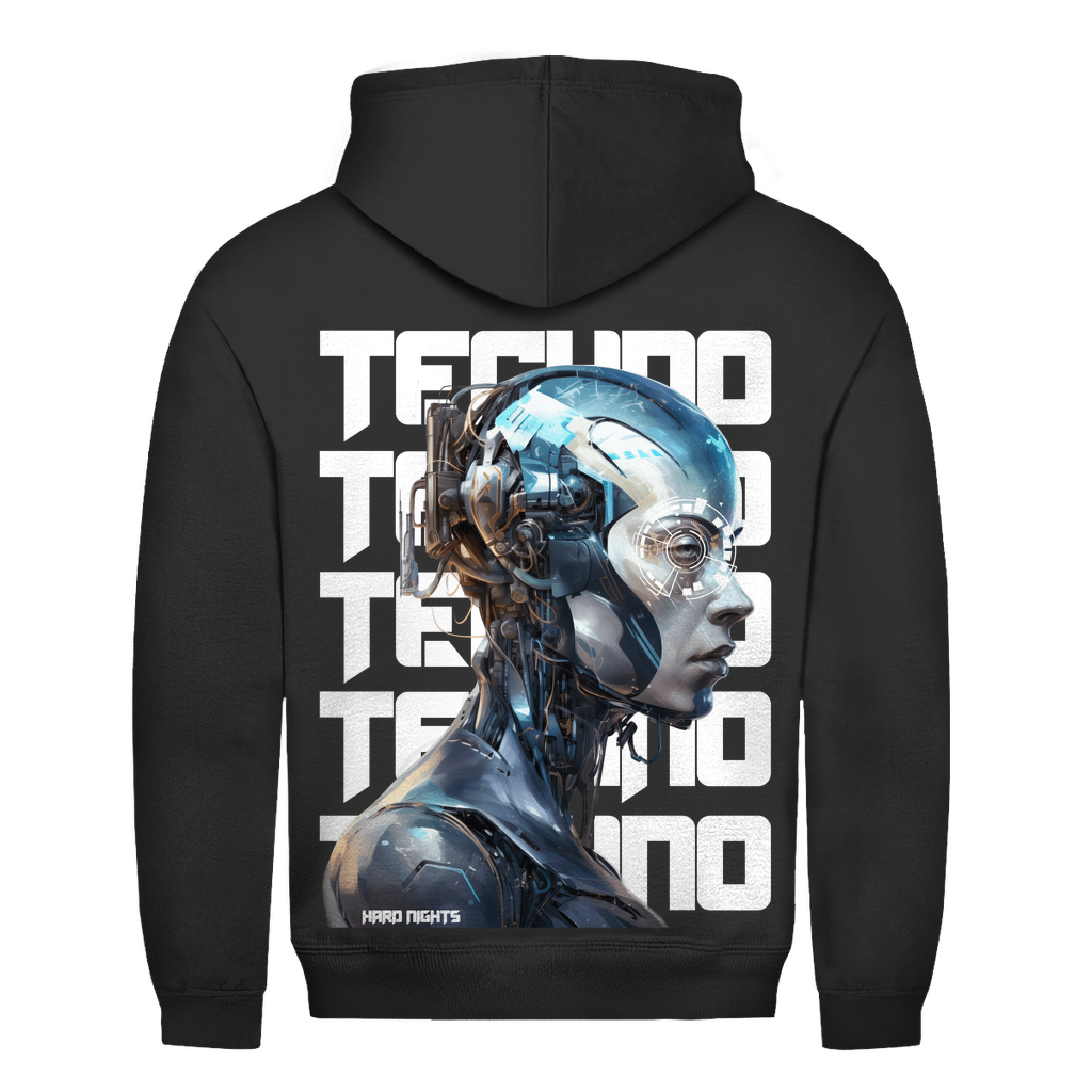 Cosmic Techno Hoodie Unisex Kapuzenpullover 100% Baumwolle | Jet Black

