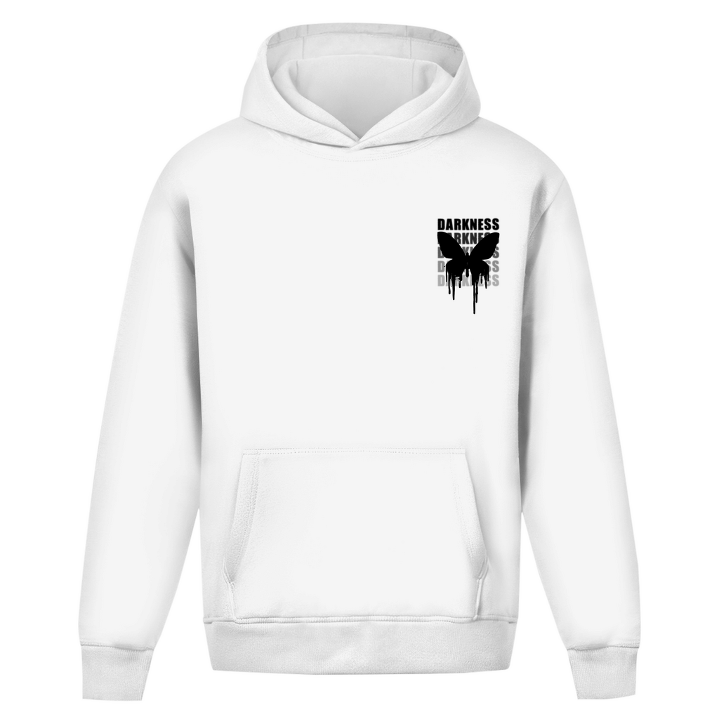 Darkness Butterfly Oversized Hoodie, Unisex Baumwoll Hoodie | Arctic White