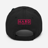Hard Nights Pink (Embroidery distressed dad cap)