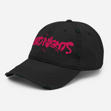 Hard Nights Pink (Embroidery distressed dad cap)