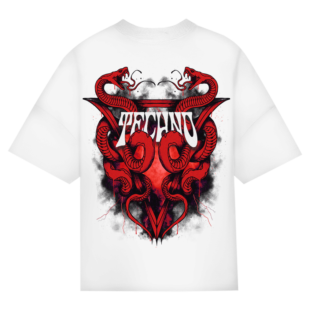 Techno Snake Oversized Shirt aus Bio-Baumwolle | White