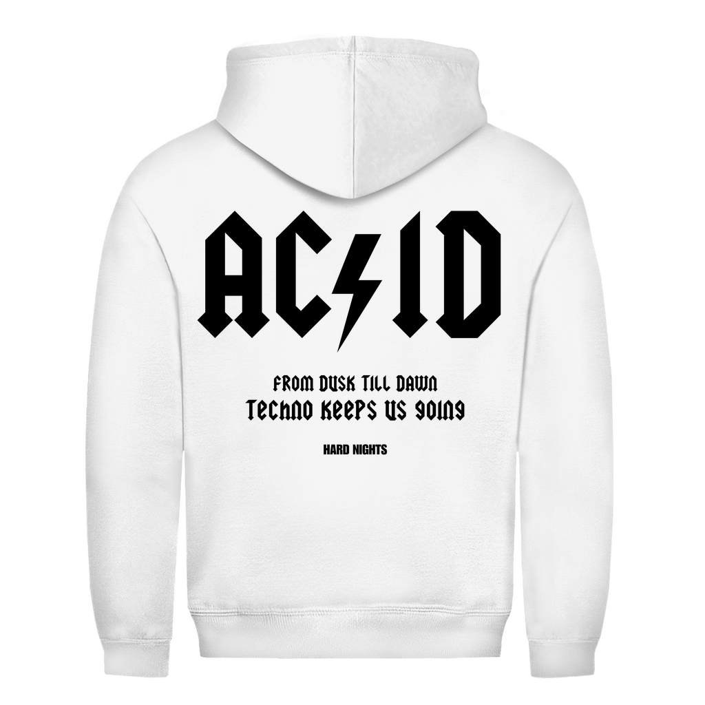 Techno Basic Hoodie aus Baumwolle für Rave und Streetwear | Arctic White