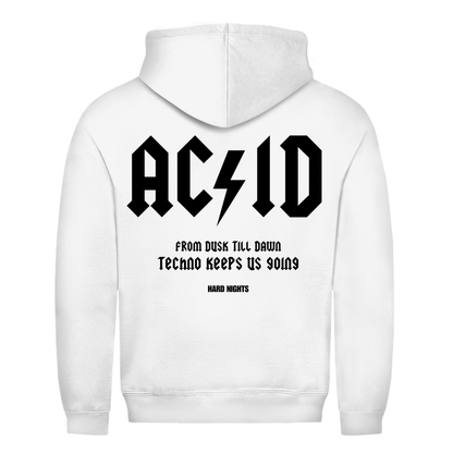 Techno Basic Hoodie aus Baumwolle für Rave und Streetwear | Arctic White