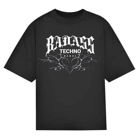Badass Techno Rebel – Camiseta oversize | Negro