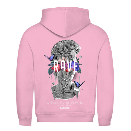 Greek Rave – Bluza z kapturem basic, unisex, z bawełny, w stylu techno | Jasnoróżowy
