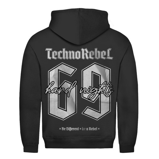 Techno Rebel 69 basic hoodie | Diepzwart