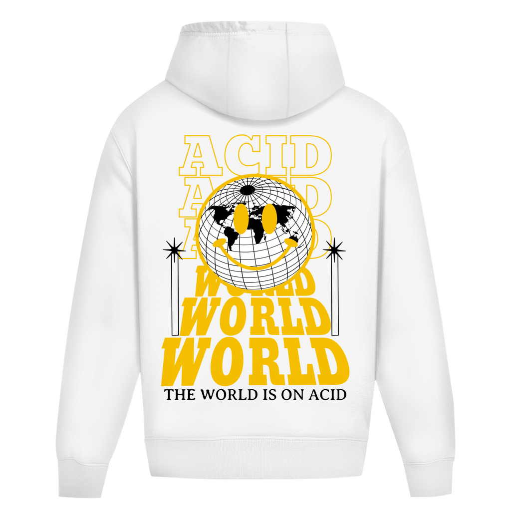 Techno Oversized Hoodie aus Baumwolle für Rave Streetwear | Arctic White