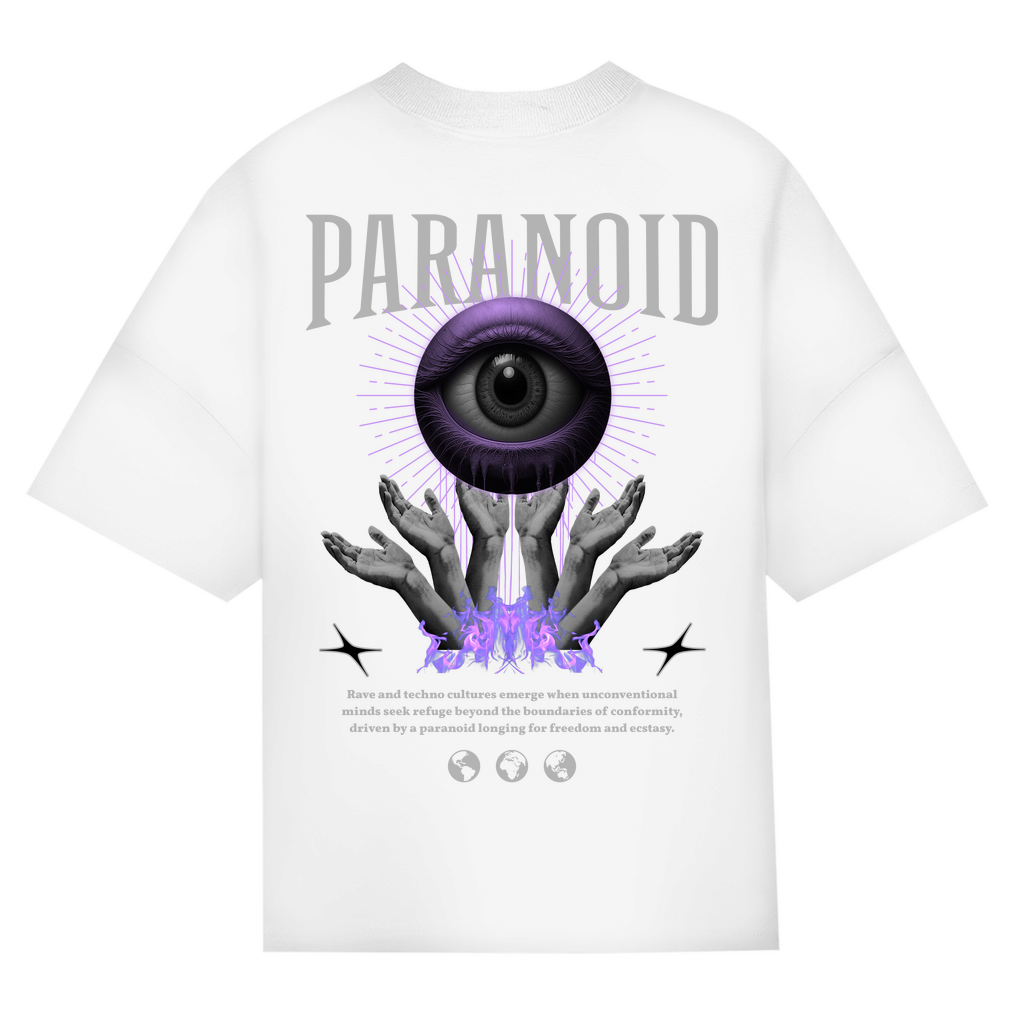 Techno Oversized Shirt und Rave T Shirt aus Bio-Baumwolle | White