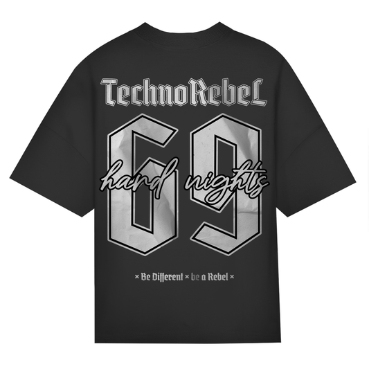 Techno Rebel 69 oversized T-shirt | Zwart